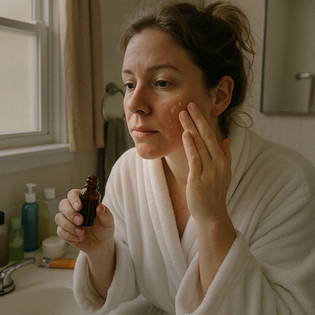 Sarah trägt das Serum auf – Woche 1